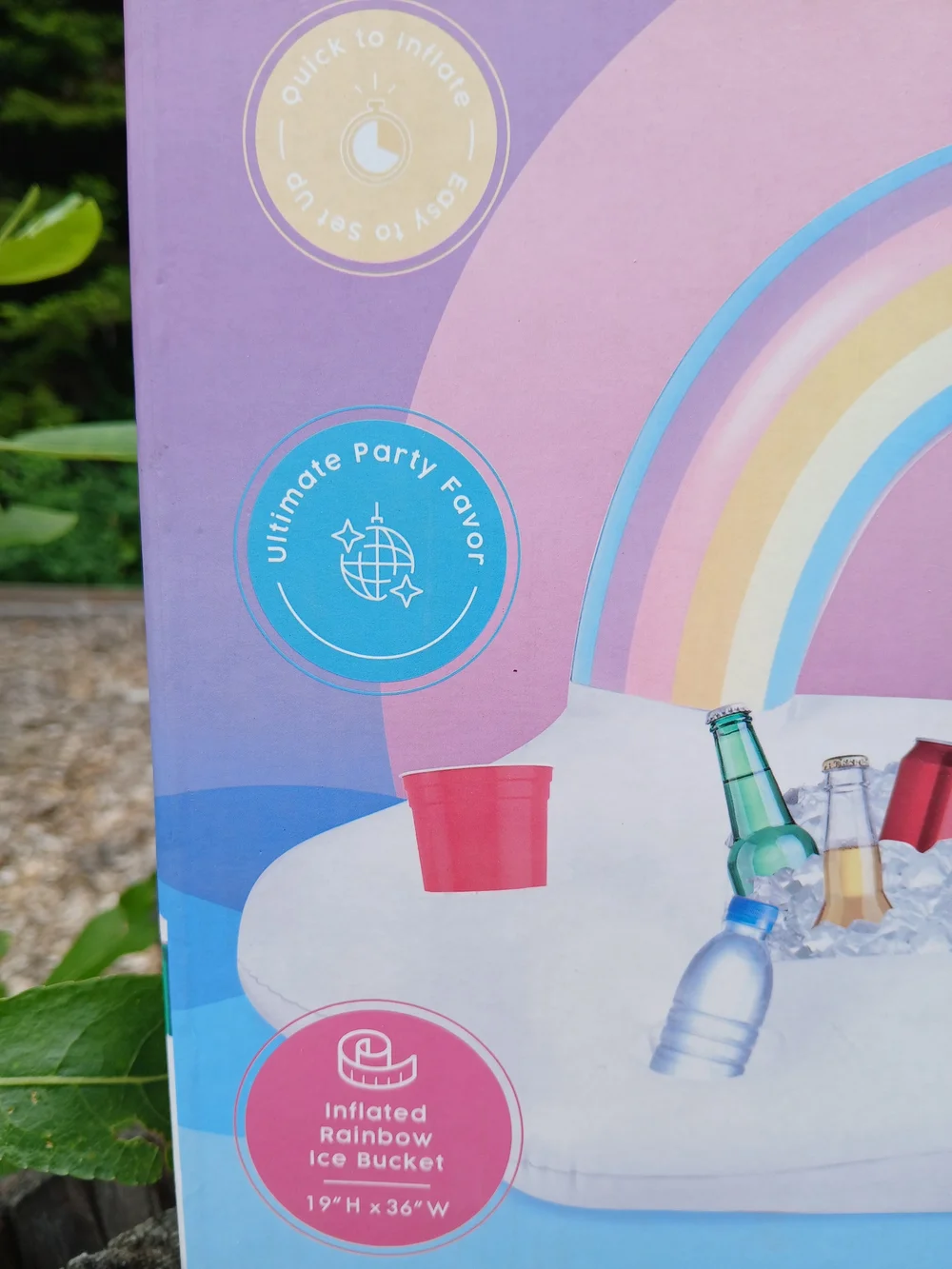 Rainbow Ice Bucket - Pastel Rainbow Inflatable Party Cooler Silver One Pool